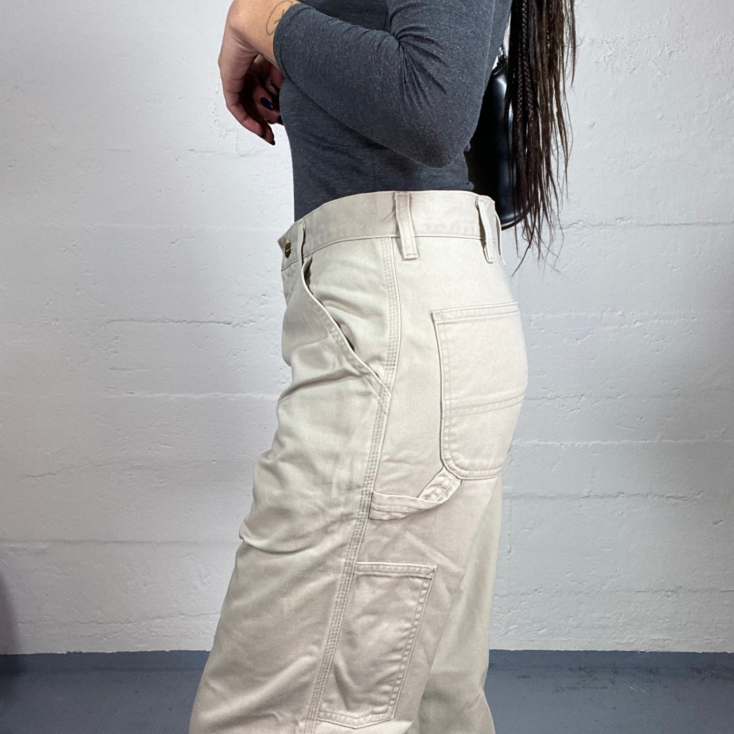 Vintage 2000's Carhartt Archive Washed Beige Denim Straight Cut Pants (M)