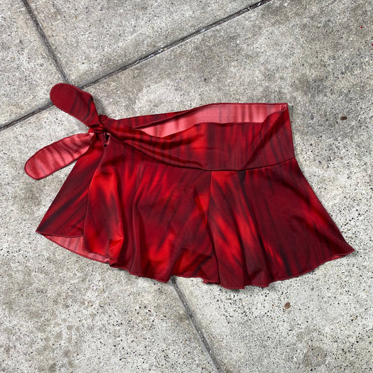 Vintage 2000's Summer Dark red Swimsuit Wrap Mini Skirt (S)