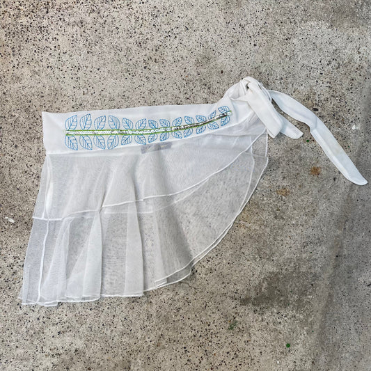 Vintage 2000's Summer White Mesh Waist Skirt-Belt