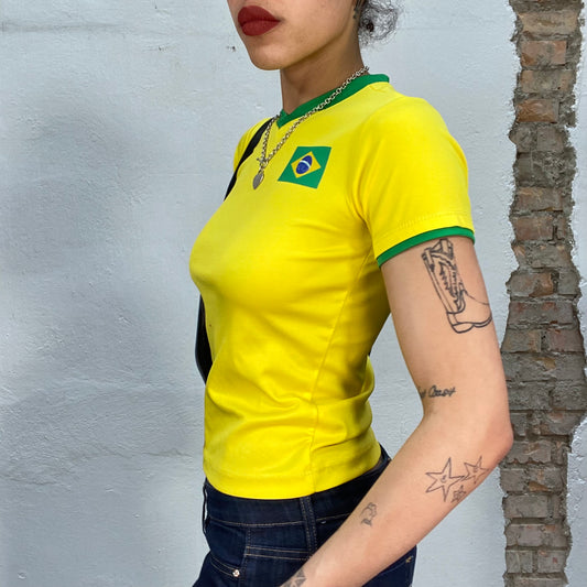 Vintage 2000's Football Core Yellow Brasil Tricot Shirt (XS)