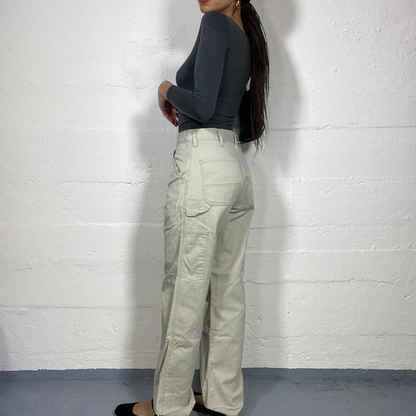 Vintage 2000's Carhartt Archive Washed Beige Denim Straight Cut Pants (M)