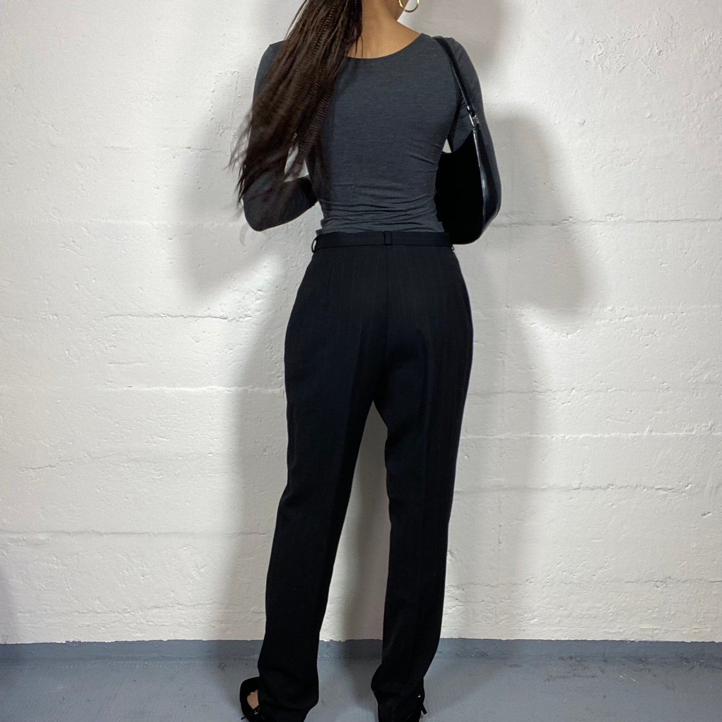 Vintage 2000's Gorpcore Black Pinestripes Pantsuit (M)