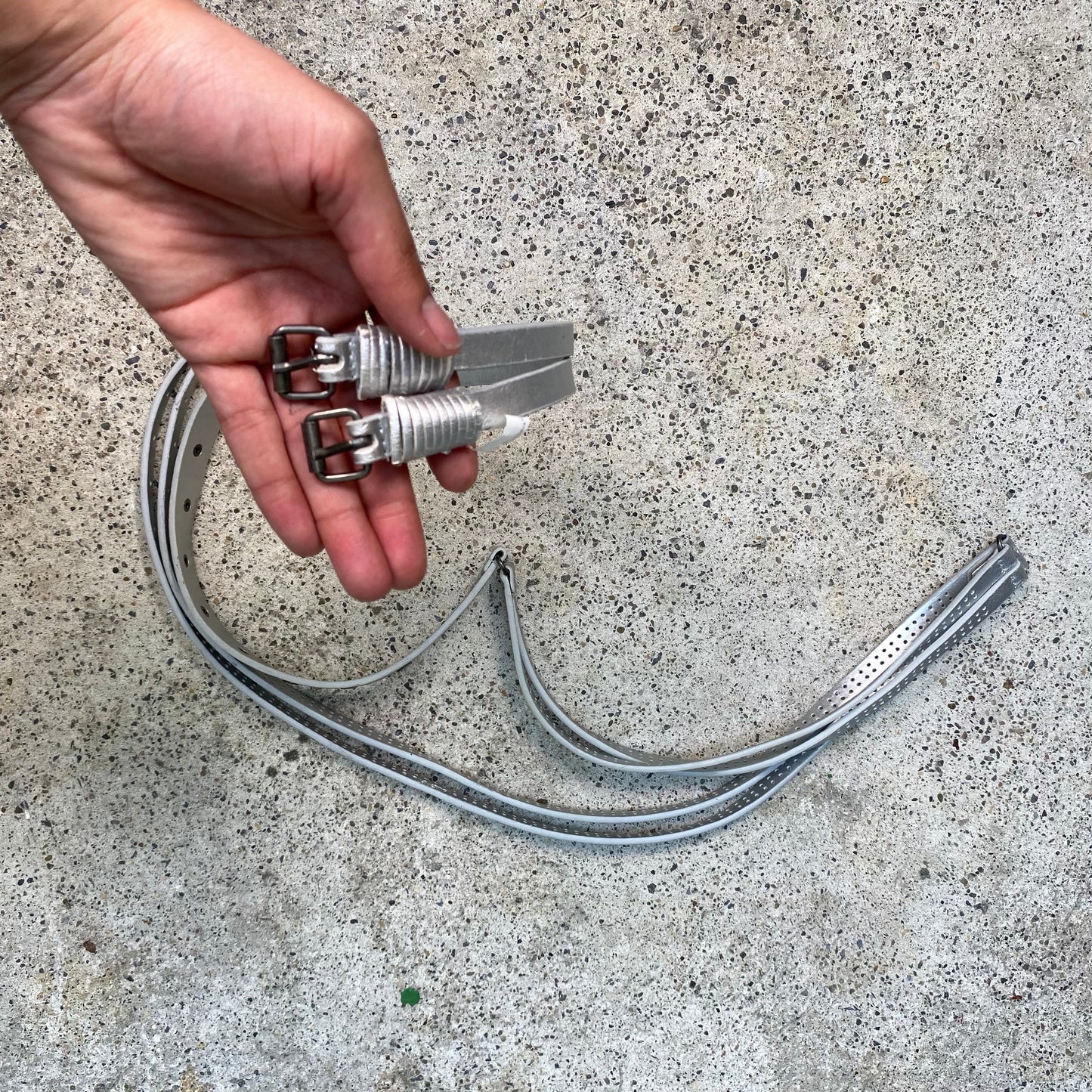 Vintage 2000's Funky Silver Thin Double Belt