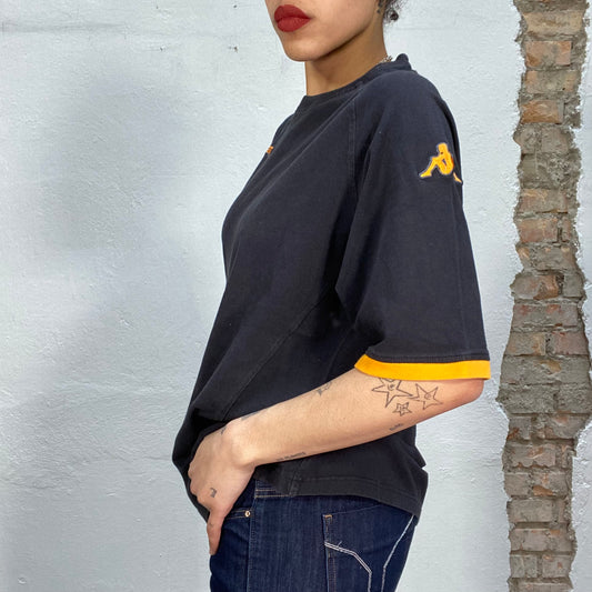 Vintage 90's Kappa Black Shirt with Orange Details (L/XL)