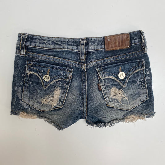 Vintage 2000's Grunge Mini Micro Distressed Denim Shorts (XS)