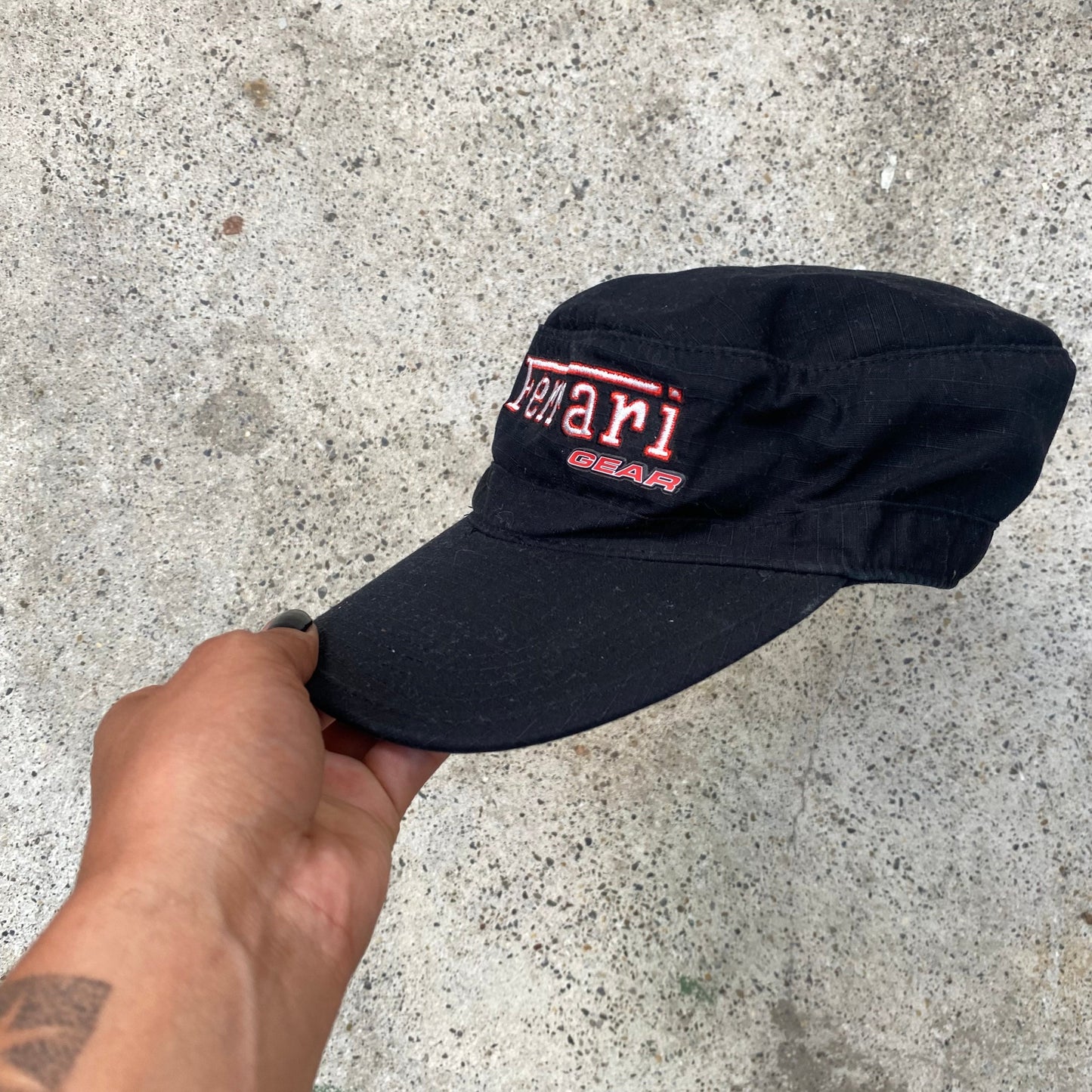 Vintage 2000's Ferrari Wag Style Black Cap with Red Logo Print