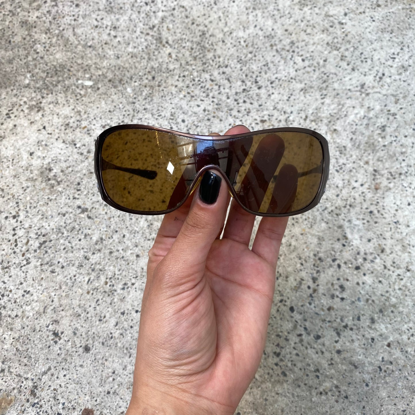 Vintage 2000's Big Brown Sunglasses with Funky Temples