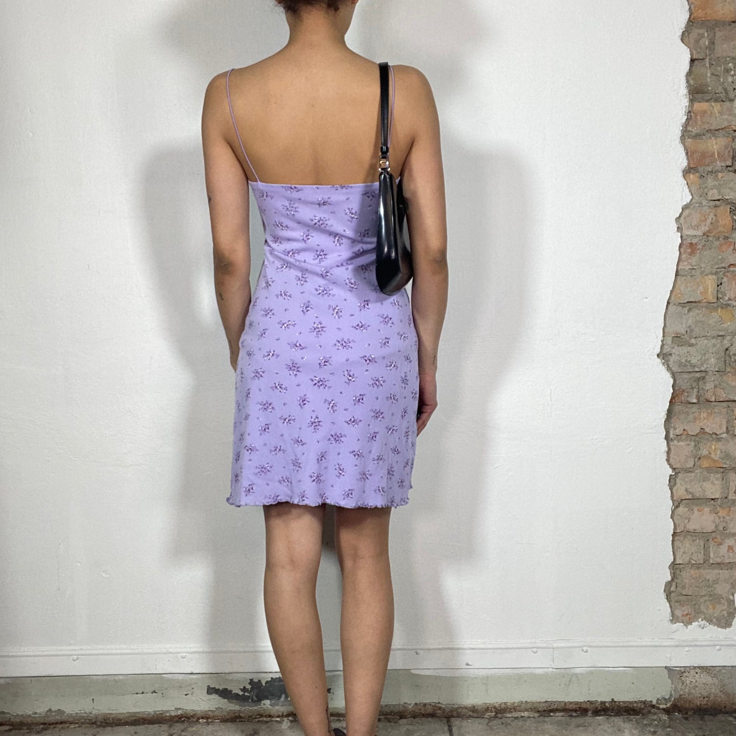 Vintage 2000's Summer Lilac FLoral Mini Dress (S/M)