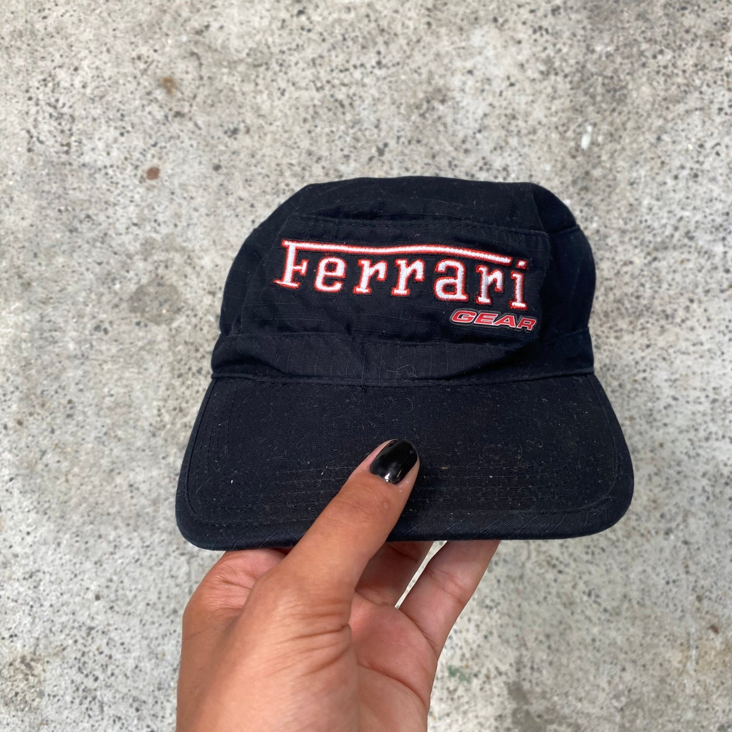 Vintage 2000's Ferrari Wag Style Black Cap with Red Logo Print