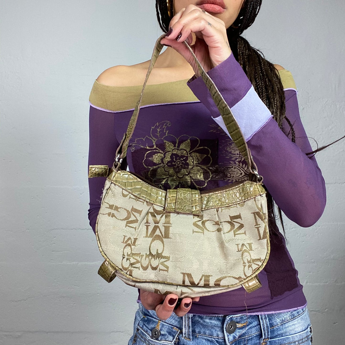 Vintage 2000's Morgan Archive Brown Shoulder Bag with Monogram Print