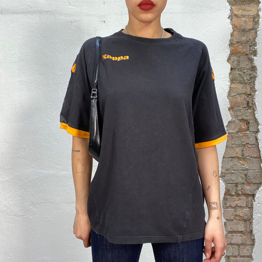 Vintage 90's Kappa Black Shirt with Orange Details (L/XL)