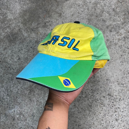 Vintage 2000's Football Core Brasil Yellow Green and Blue Cap