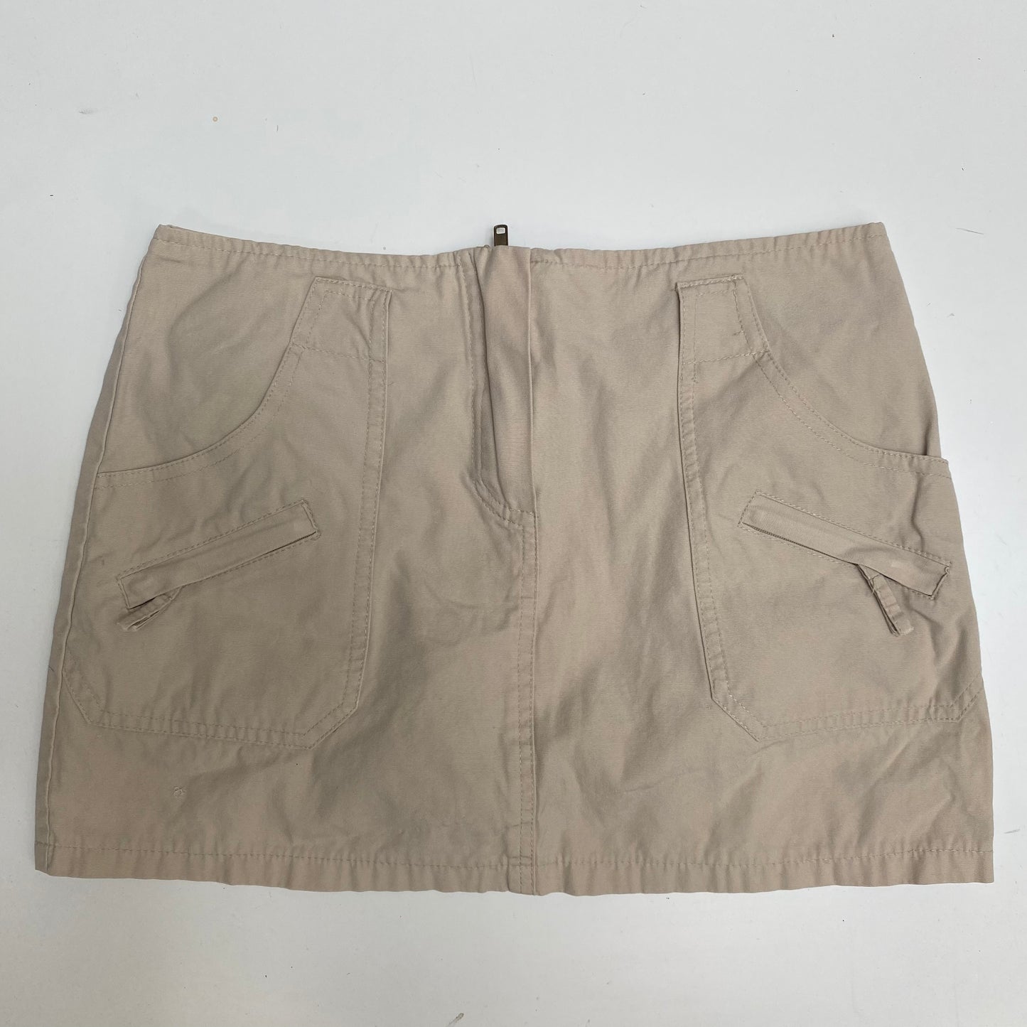 Vintage 90's Streetstyle Beige Mini Micro Cargo Skirt (S)