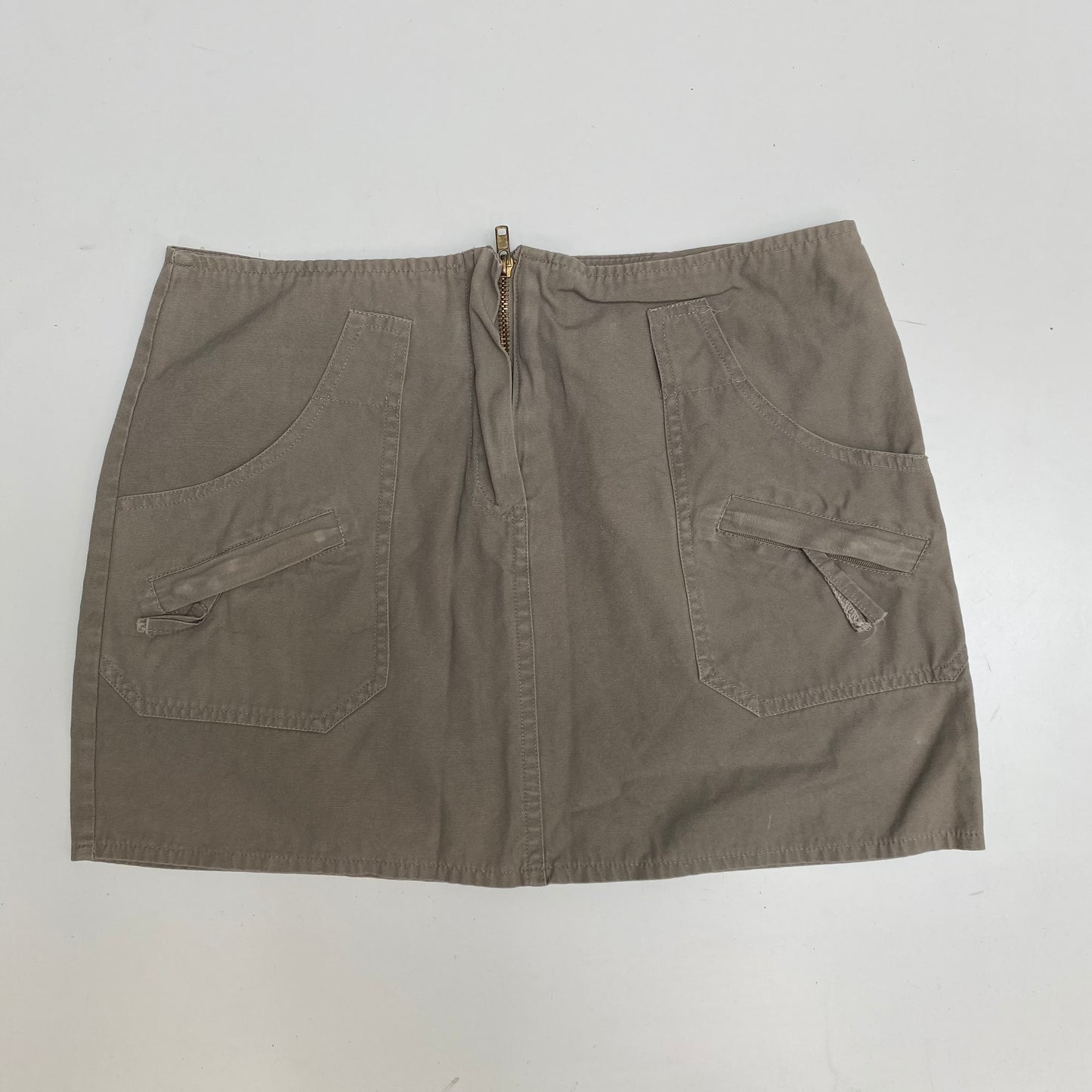 Vintage 90's Streetstyle Khaki Mini Micro Cargo Skirt (S)