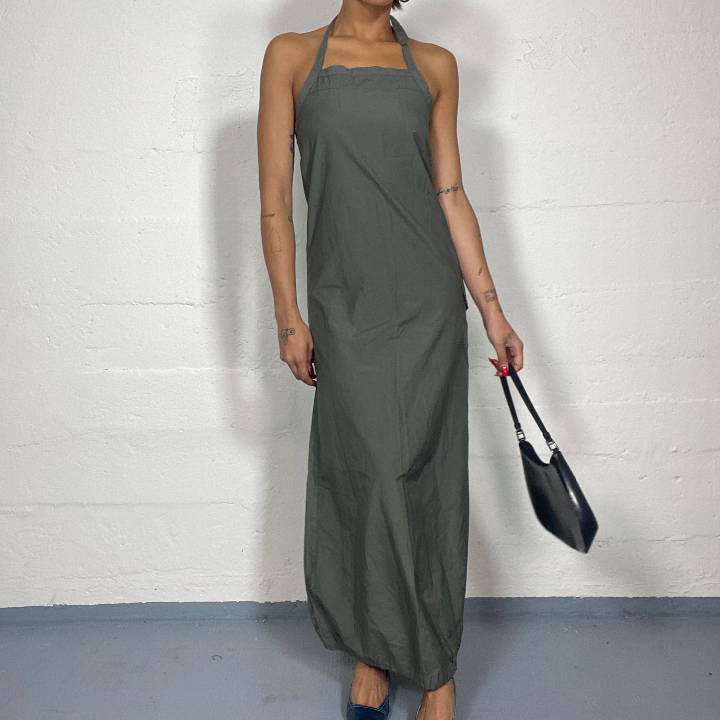 Vintage 90's Archive Khaki Maxi Cargo Dress (S/M)