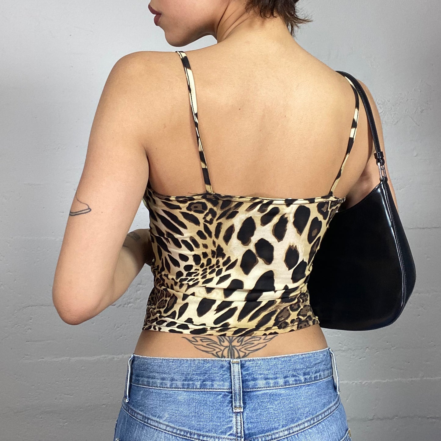 Vintage 2000's Scary Spice Brown Crossed Top with Cheetah Print (S)