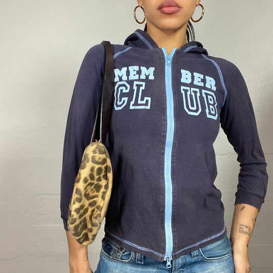 Vintage 2000's Sporty Blue Zip Up Jacket with "Member Club" Print (S)