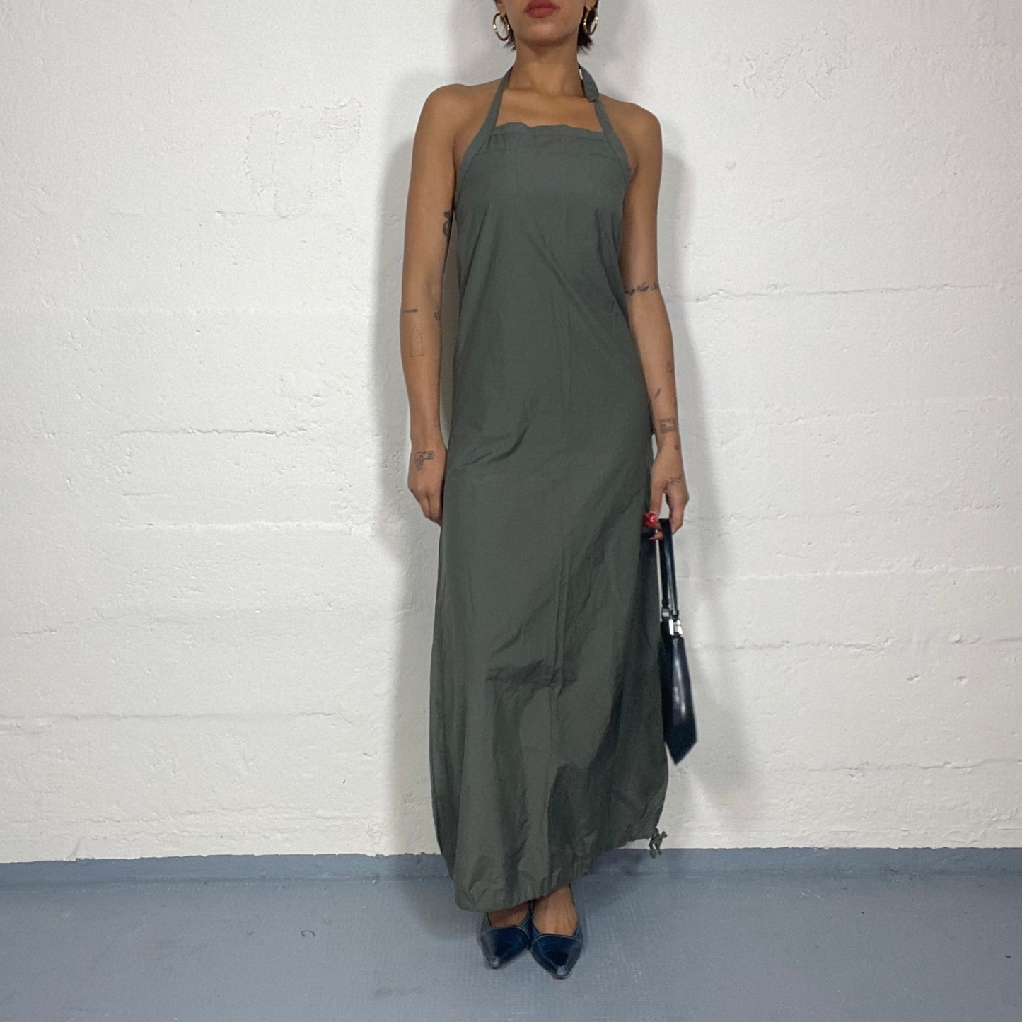 Vintage 90's Archive Khaki Maxi Cargo Dress (S/M)