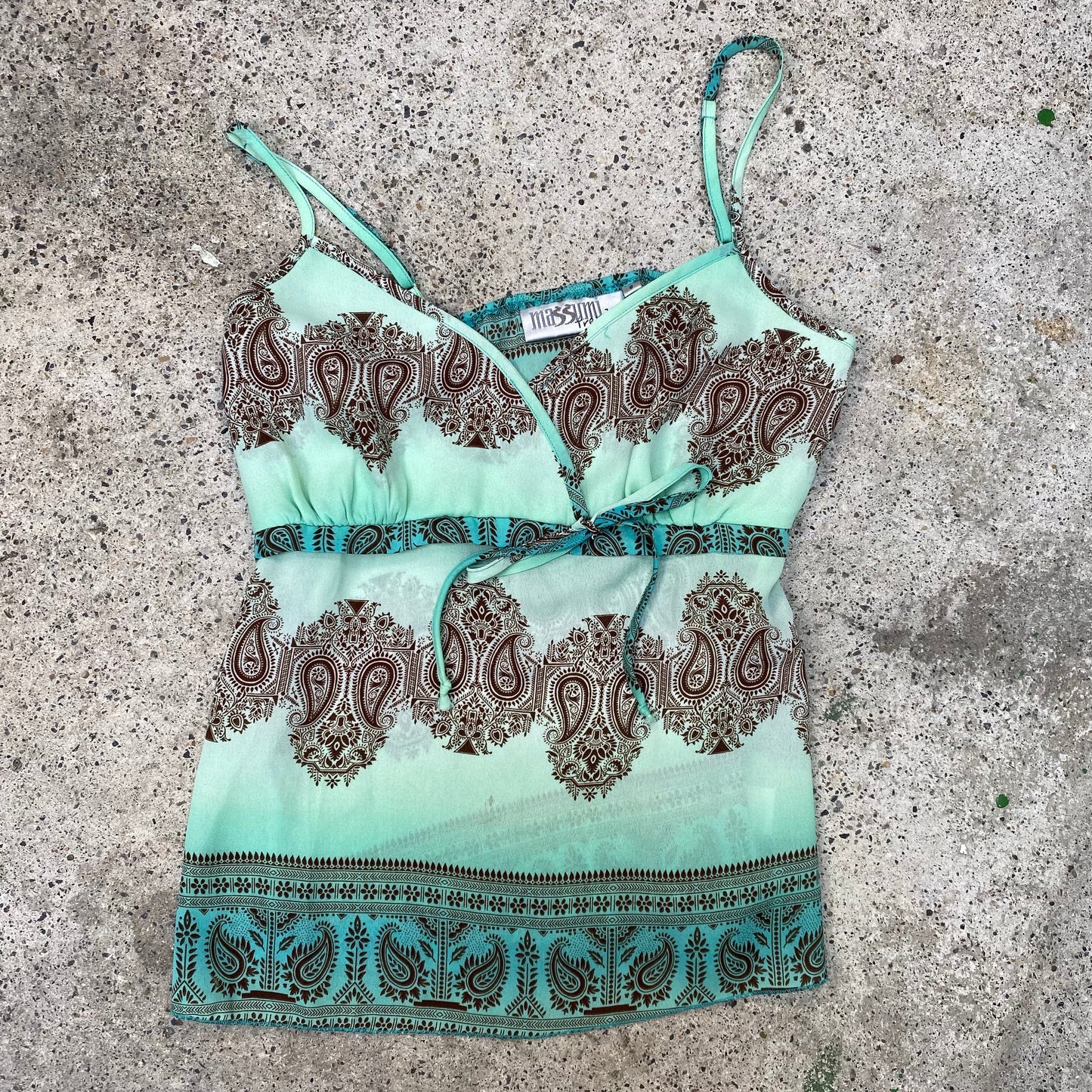 Vintage 2000's Indie Turquoise Top with Paisley Print (XS)