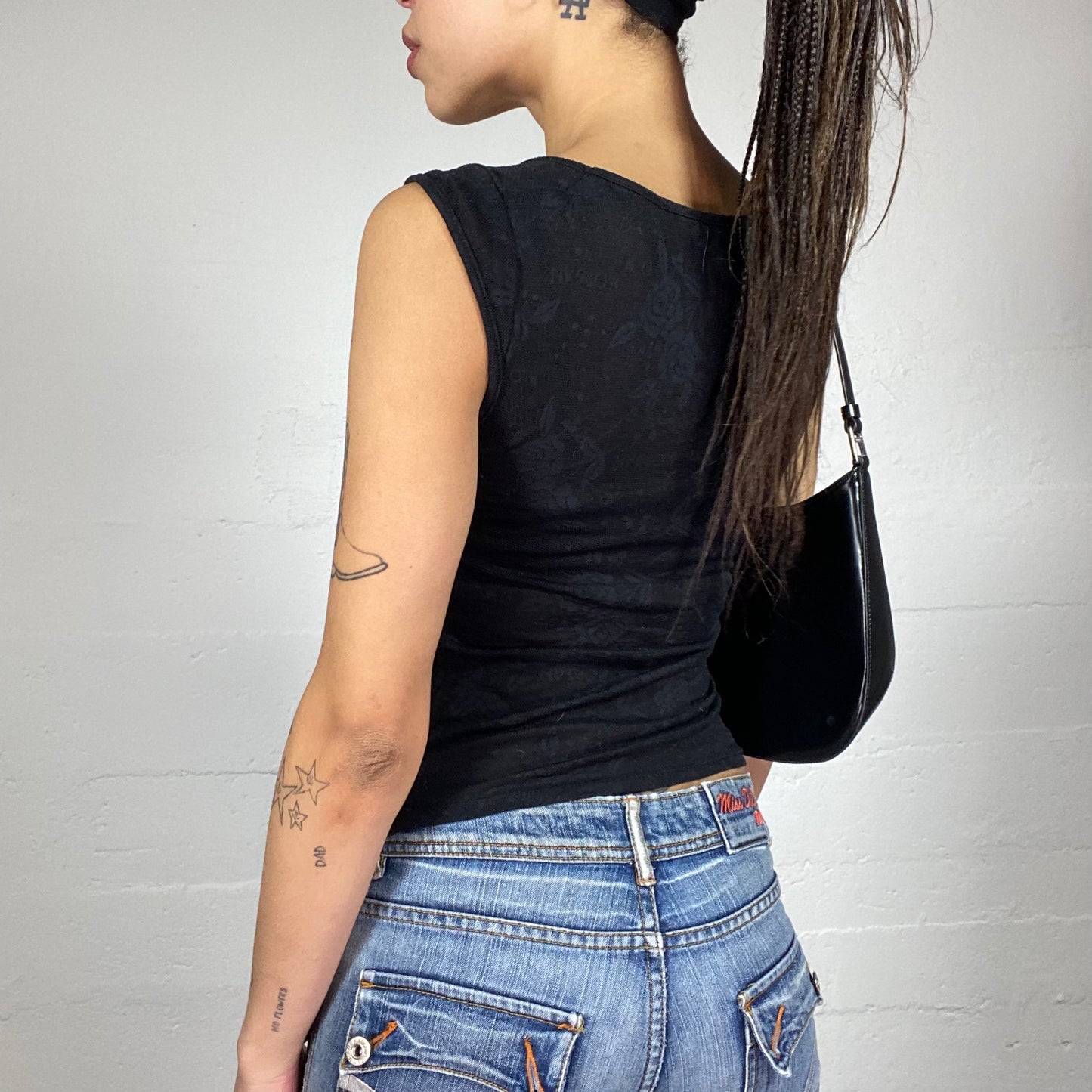 Vintage 2000's Rave Black Top with Ruched Front Detail (S/M)