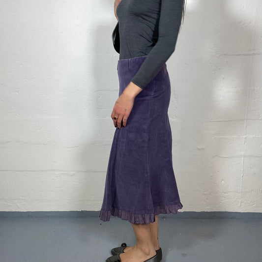 Vintage 90's Mermaid Purple Maxi Skirt with Volant Detail (M)