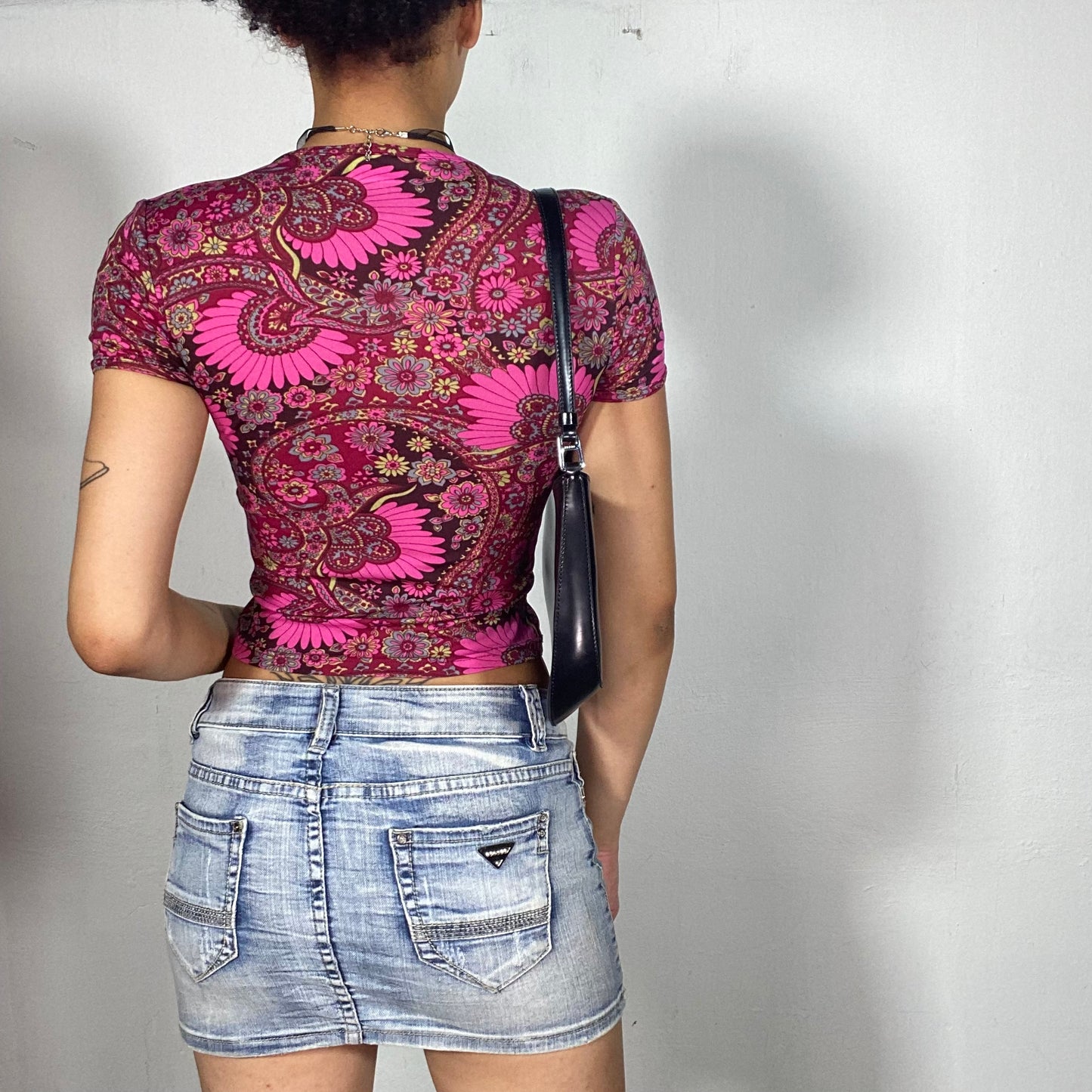 Vintage 90's Indie Pink Paisley Printed Baby Tee (S)