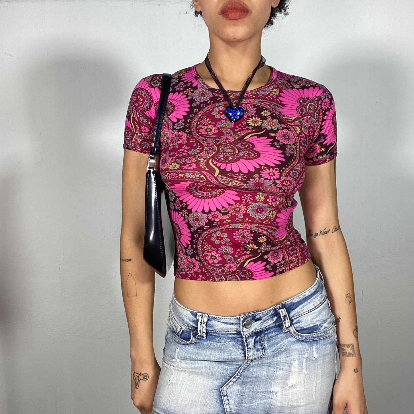 Vintage 90's Indie Pink Paisley Printed Baby Tee (S)