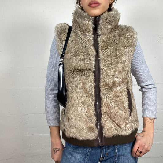 Vintage 2000's Bratz Faux Fur Brown Vest (S)