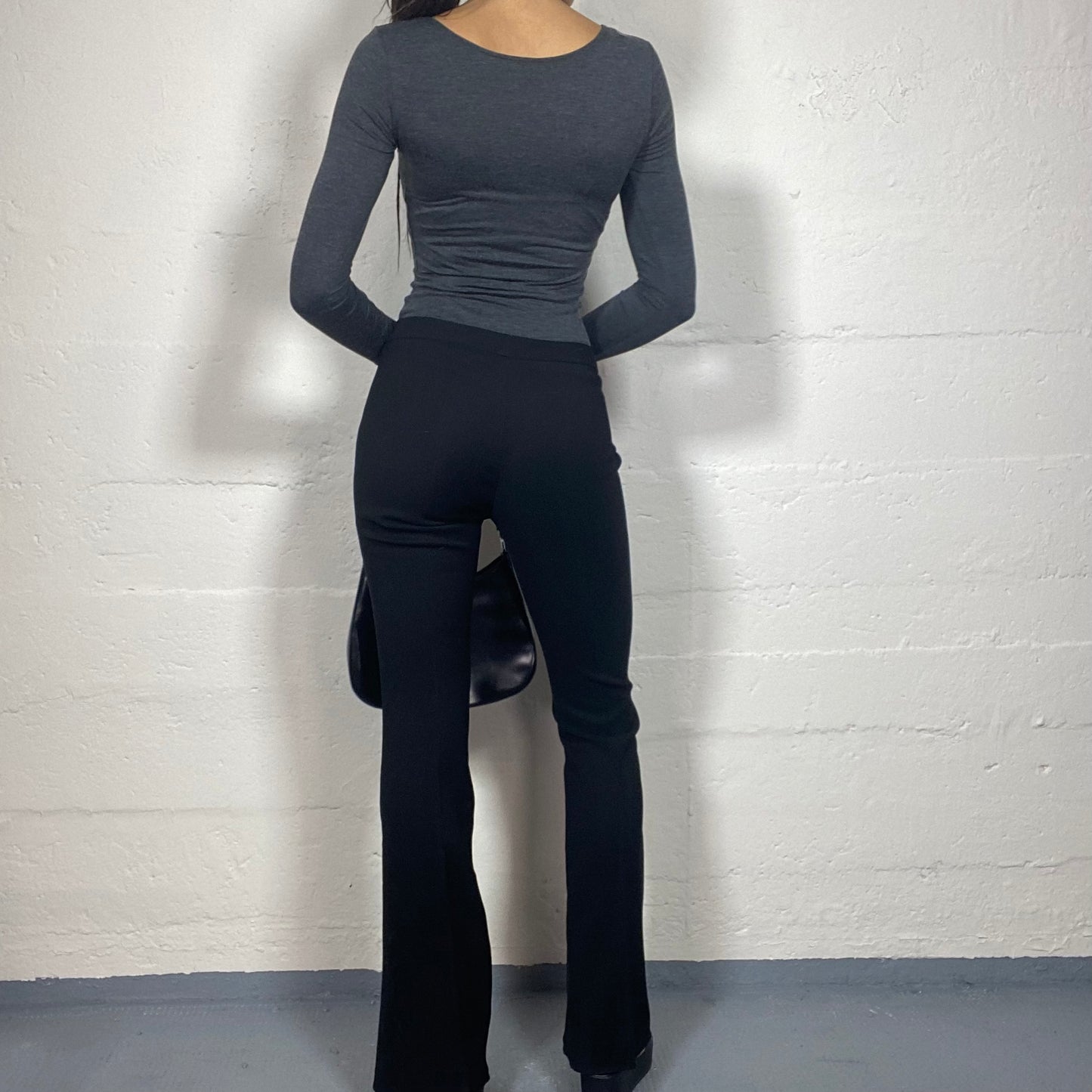 Vintage 2000's Office Black High Waist Pants with Boot Cut (S)