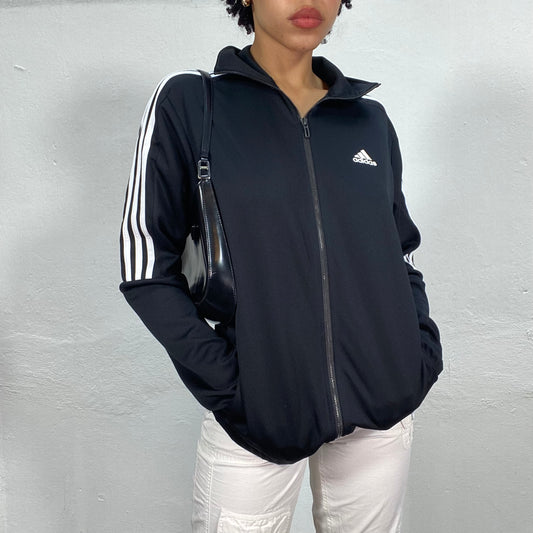Vintage 2000's Adidas Classic Black Zip Up Sweater (M)