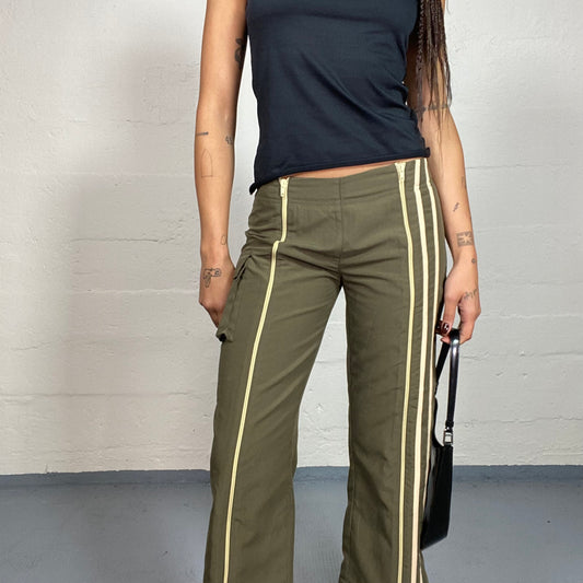 Vintage 2000's Cyber Khaki Cargo Capri Pants with Multiple Zips Detail (XS/S)