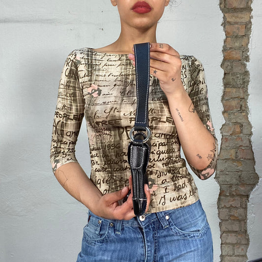 Vintage 2000's Downtown Girl Black Mini Shoulder Bag with White Stitching (S)