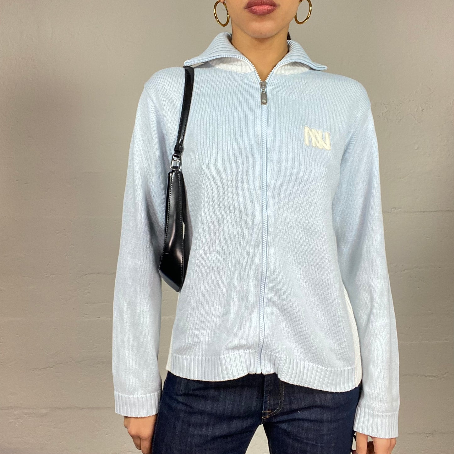 Vintage 2000's Cute Girl Baby Blue Zip Up Pullover (M)