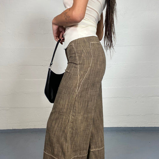 Vintage 2000's Cyber Khaki Culotte Pants with Wide Leg Detail (XS/S)