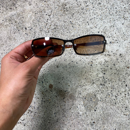 Vintage 90's Model Off Duty Brown Sunglasses with No-Frame-Look