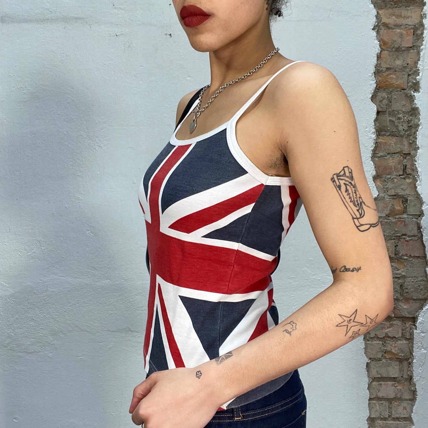 Vintage 2000's Downtown Girl UK Flag Top (S)