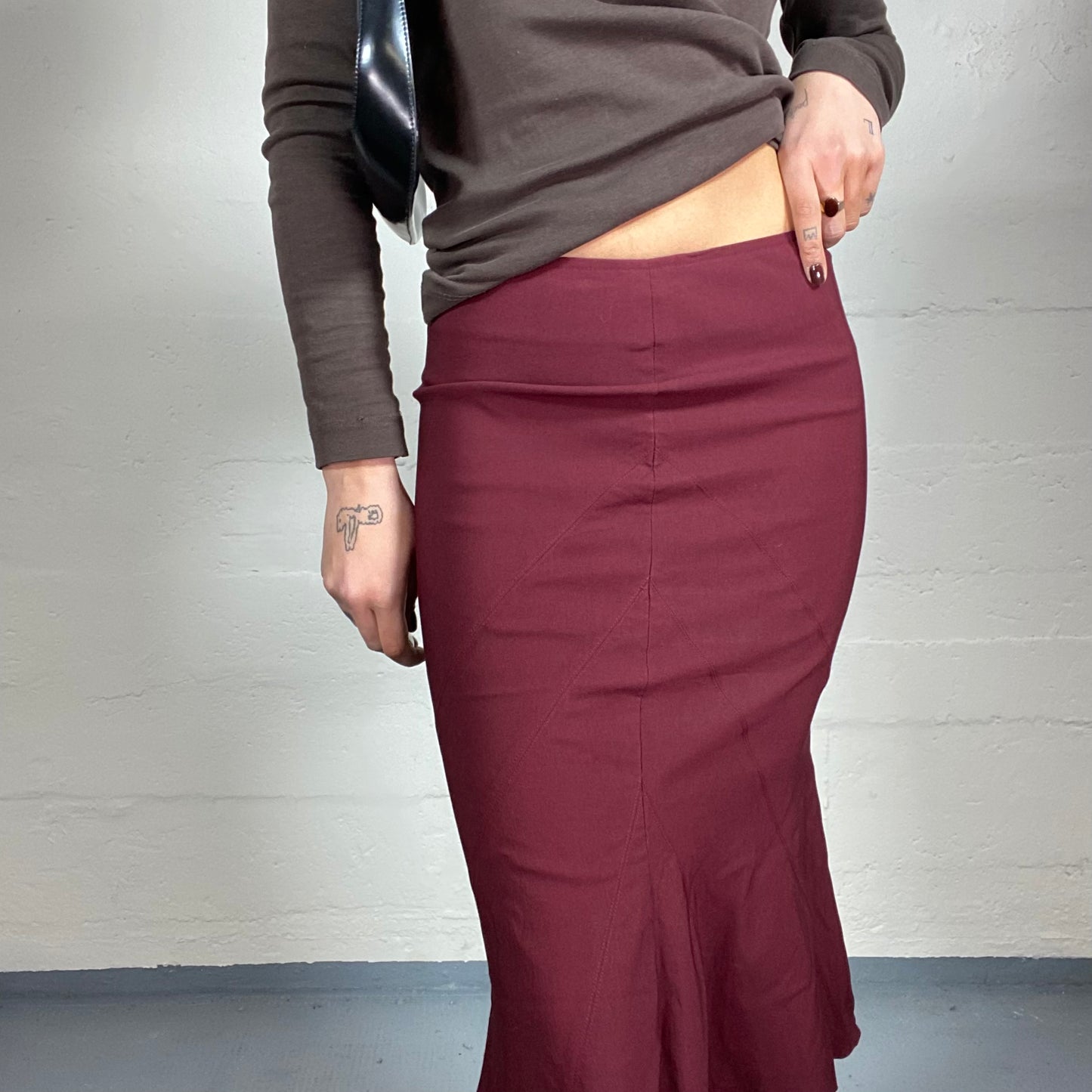 Vintage 2000's Morgan Vamp Goth Garnet Midi Pencil Skirt (S)