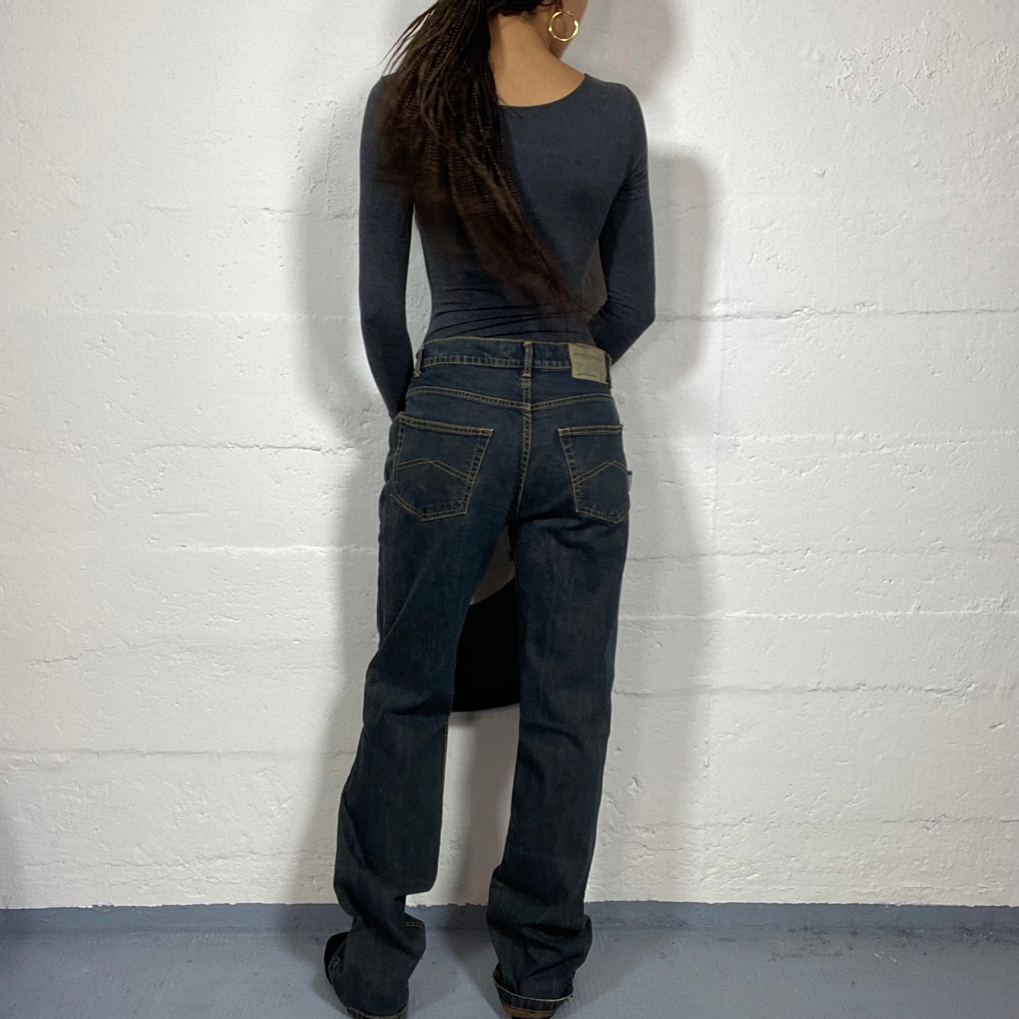 Vintage 2000's Archive Grey Low Waist Washed Denim with Baggy Cut (M)