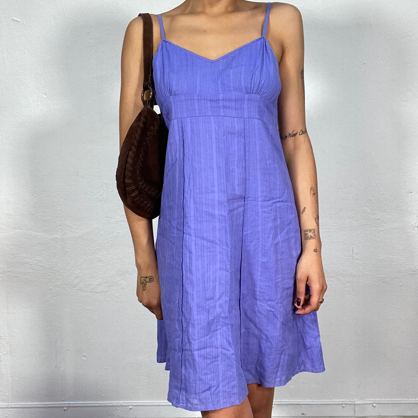 Vintage 90's Soft Girl Purple Doll Dress with Stripes (M)