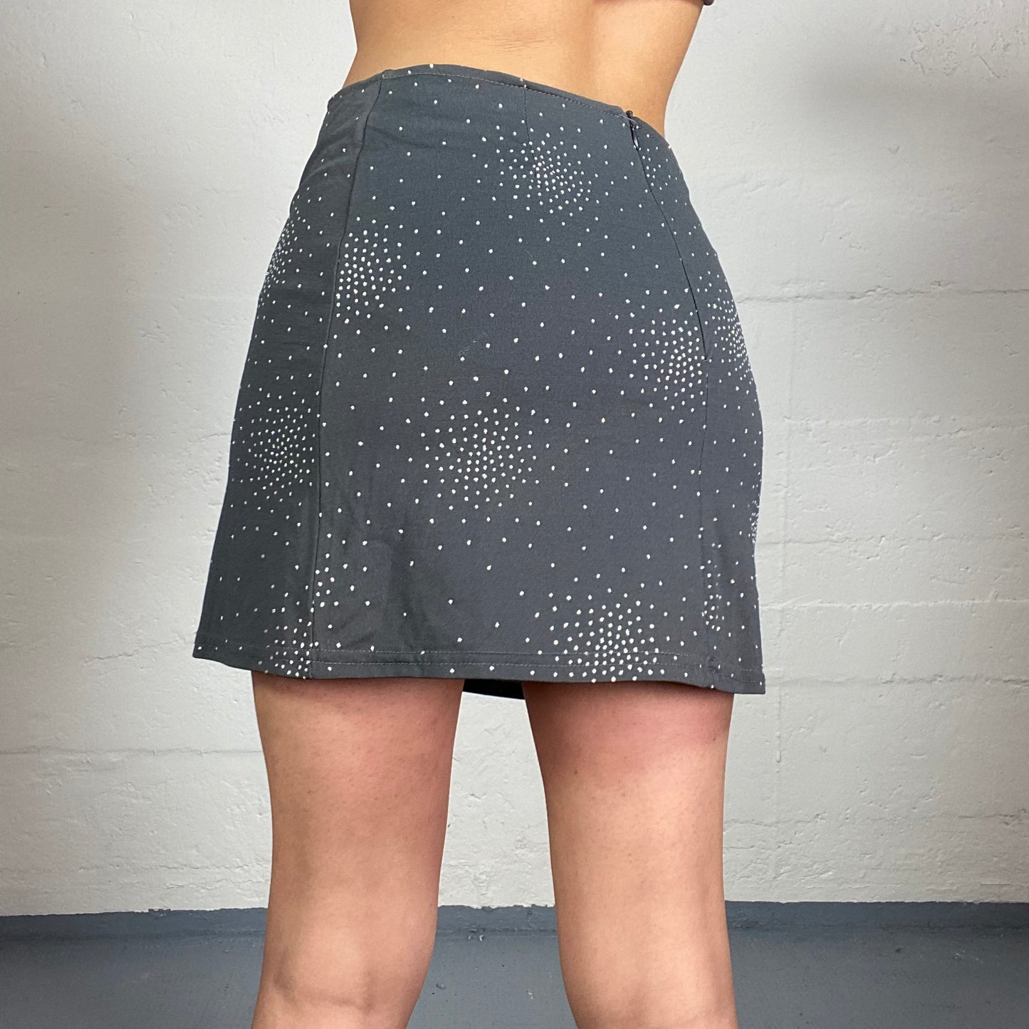 Vintage 2000's Clubwear Black Mini Skirt with Glitter 'Firework' Print (S)