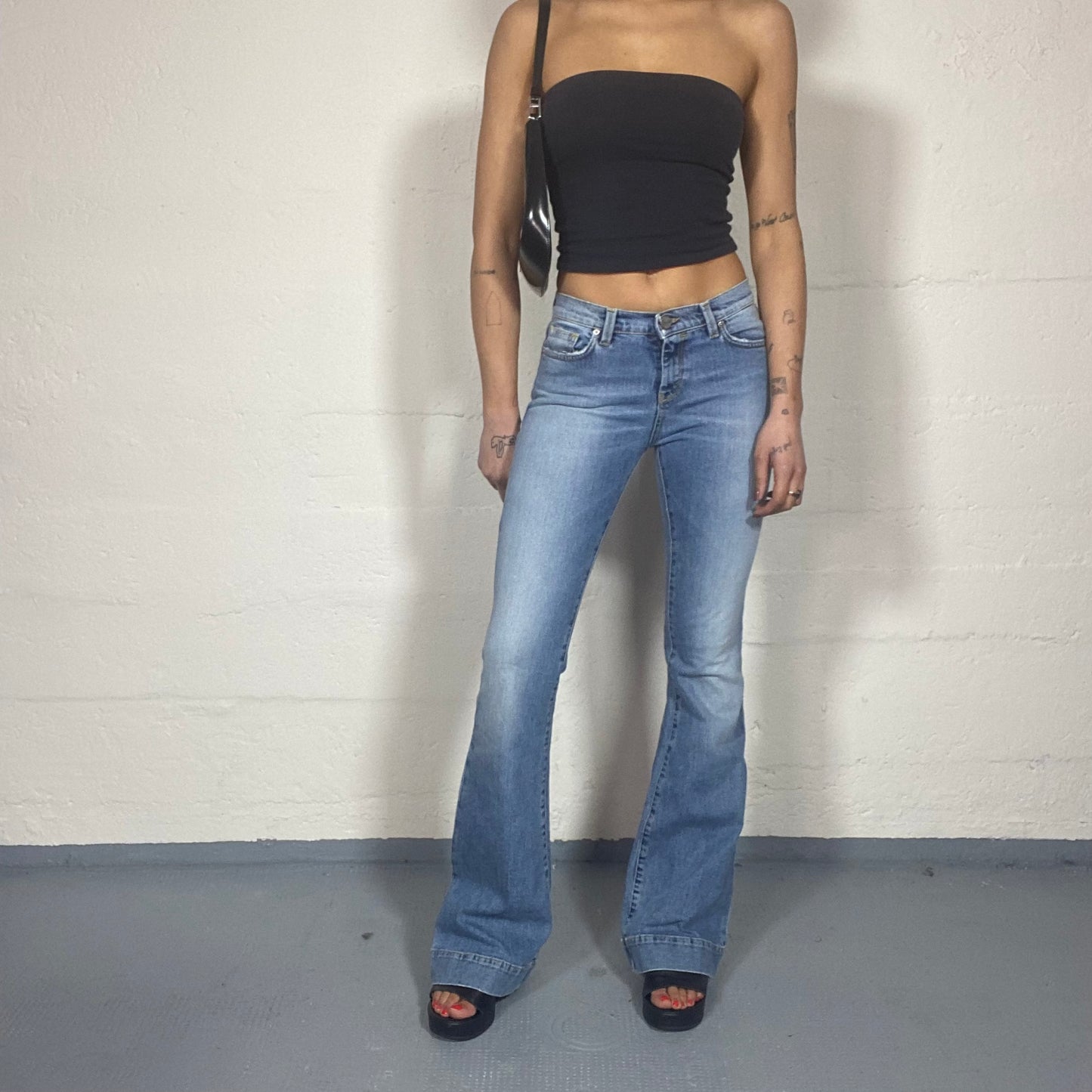 Vintage 2000's Pinko Archive Light Wash Denim with Boot Leg Pants Cut (S)