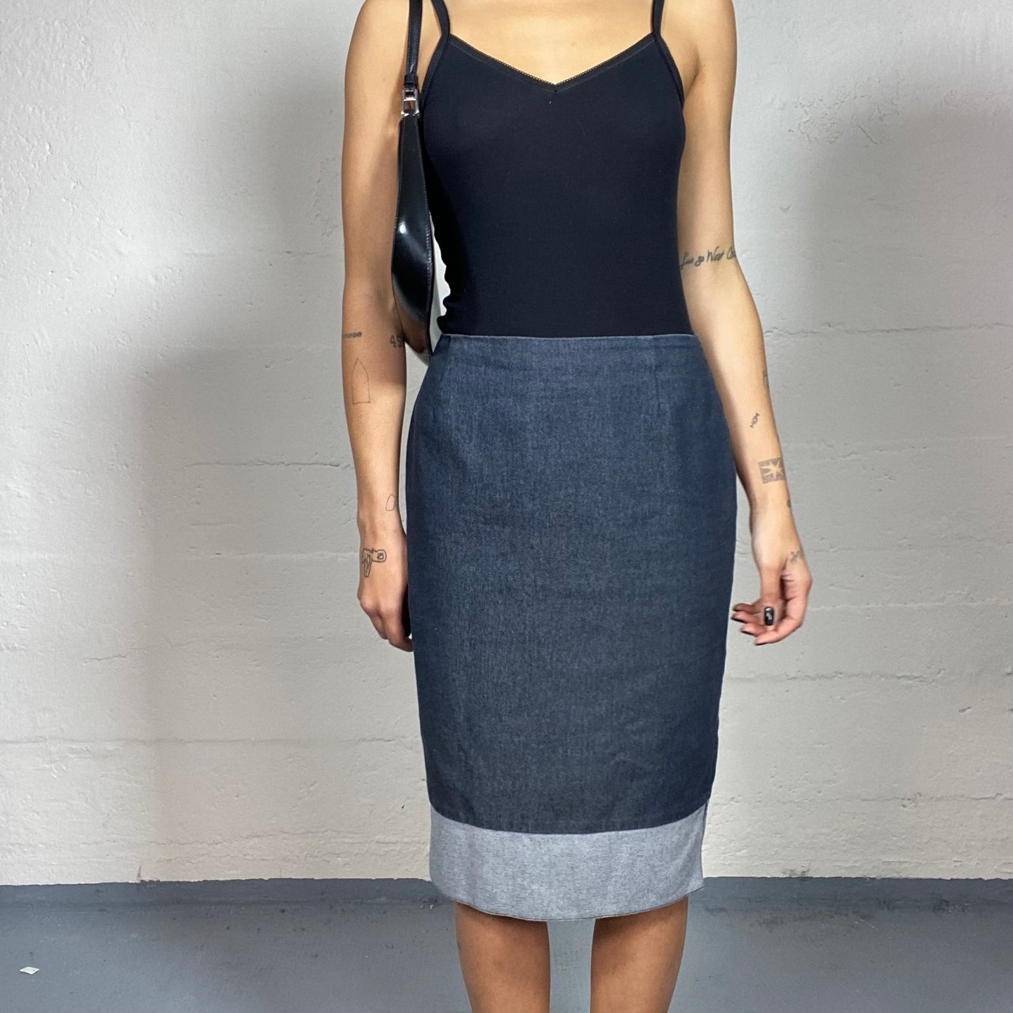 Maje • Jemmie High Waist Denim Pencil Skirt In Grey | Denim pencil skirt,  High waisted denim, Pencil skirt