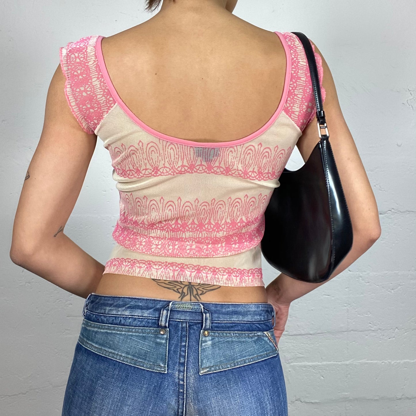Vintage 2000's Downtown Girl Pink Top with Ticket "I hope you can afford it" Print (M)