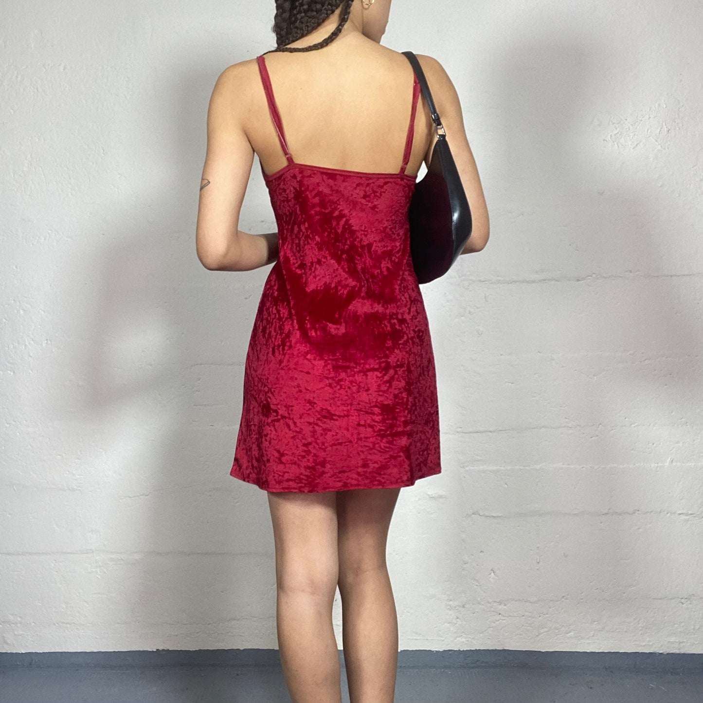 Vintage 90's Vampy Lingerie Garnet Velvet Mini Dress (S)