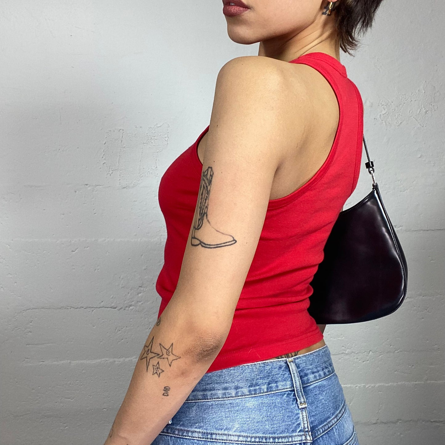 Vintage 2000's Downtown Girl Red Top with Black "972 Madinina" Chest Print (S)