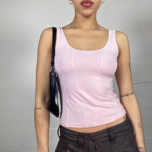 Vintage 90's Soft Girl Baby Pink Corset Top (S/M)