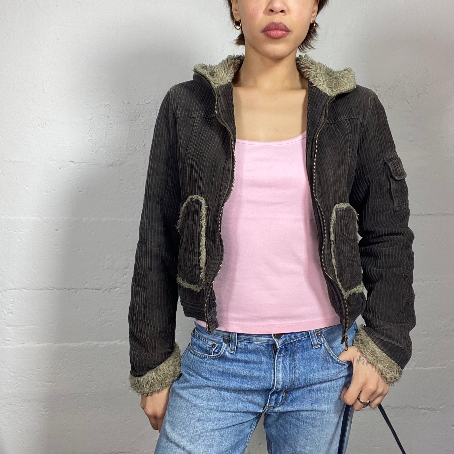 VINTAGE 】 Corduroy Short Zip Blouson