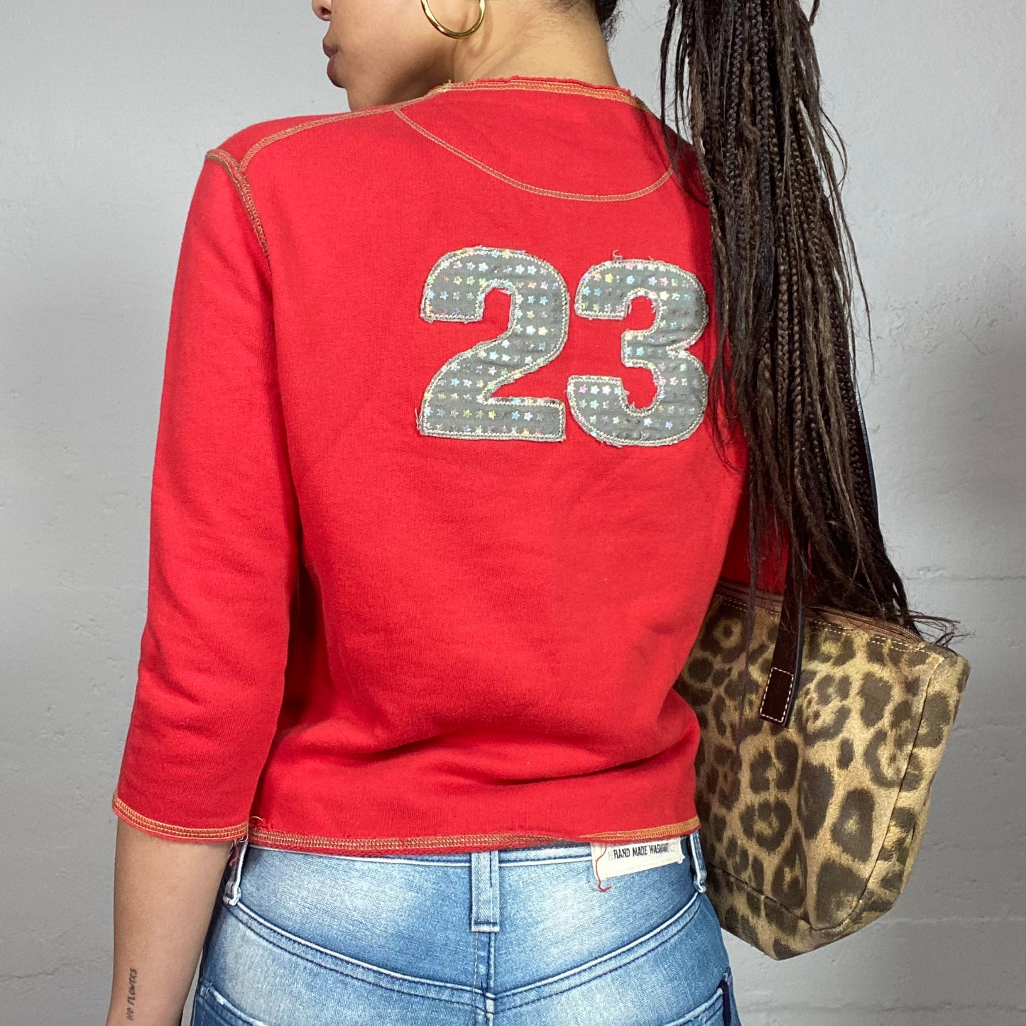 Vintage 2000's College Girl Red Longsleeve Top with Back "23" Print (S/M)