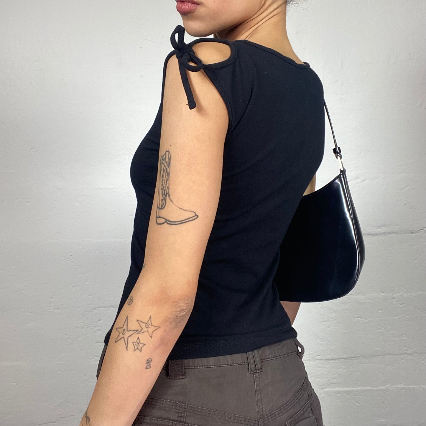 Vintage 2000's Sleaze Girl Black Top with "Just Be a Vip" Print Detail (S)