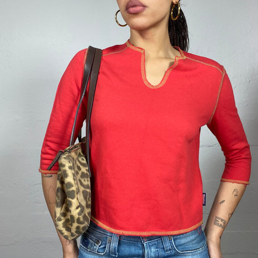 Vintage 2000's College Girl Red Longsleeve Top with Back "23" Print (S/M)